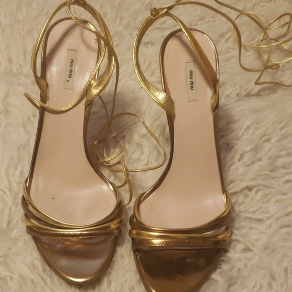 Miu Miu Shoes - Gold Miu Miu heels.